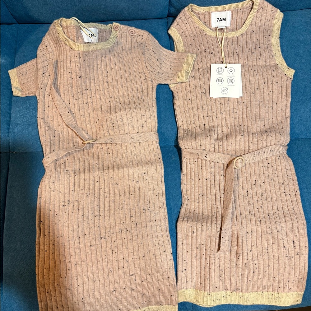 7AM Kids Pink Knit Dress Set